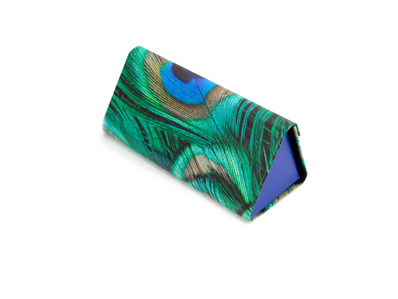 Foldable spectacle case , Peacock feathers