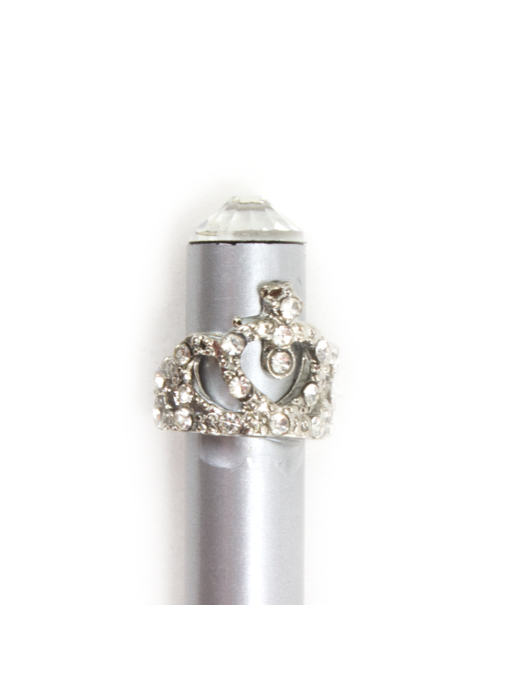 Silver pencil with silver tiara and white crystal