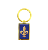 Porte-clés RT, métal doré, Fleur de Lys