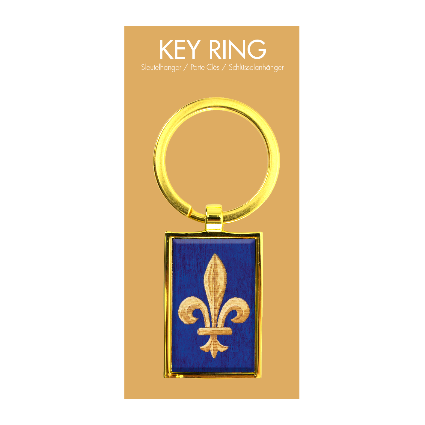 Porte-clés en cuir avec emblème Fleur de Lys