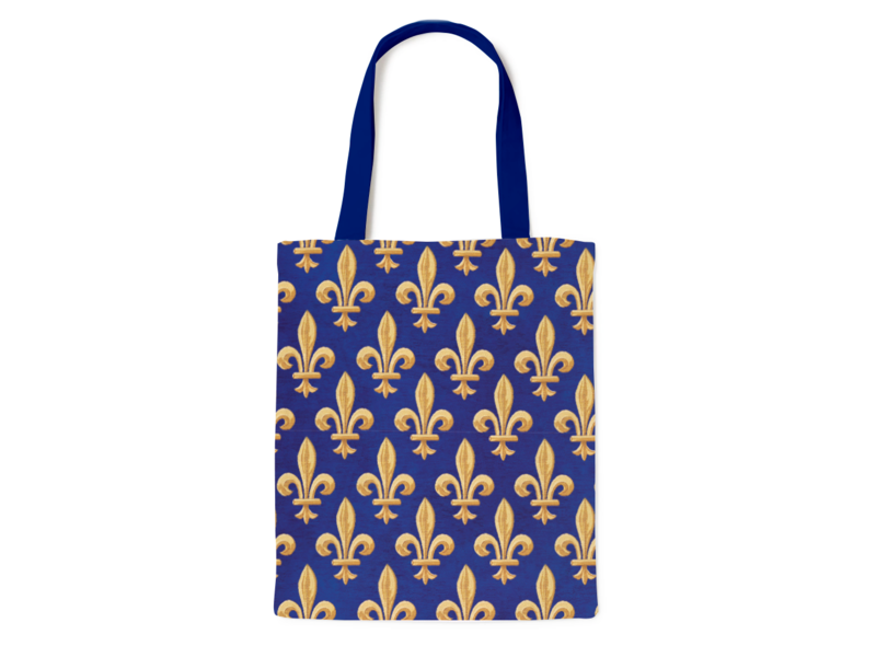 Cotton Tote Bag with lining,   Fleur de Lys