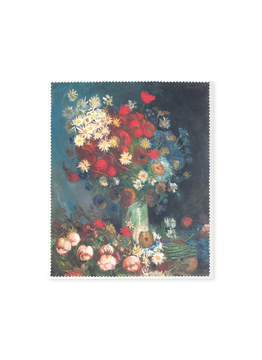 Chiffon à lunettes, 15x18 cm, Van Gogh, Nature morte aux fleurs des champs et aux roses