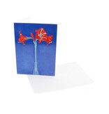 Double card with envelope , Red Amaryllis with Blue Background, Mondriaan