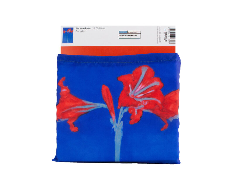 Shopper foldable , Red Amaryllis with Blue Background, Mondrian