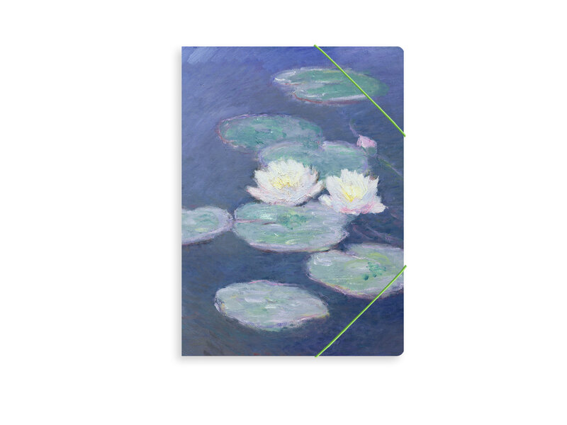 Portfolio with elas.tic closure A4 , Monet, Monet, Waterlilies by evening light