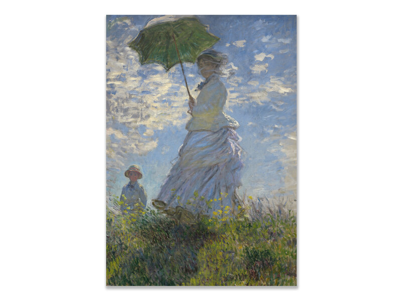 Postal,  Claude Monet, Mujer con sombrilla