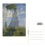 Postal,  Claude Monet, Mujer con sombrilla