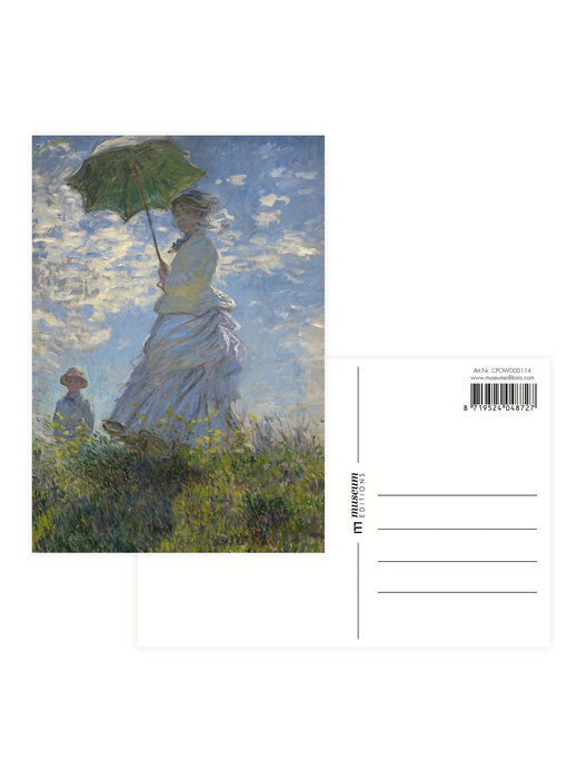 Postal, Claude Monet, Mujer con sombrilla