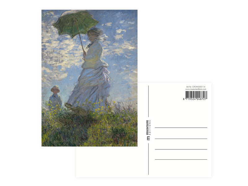 Postal,  Claude Monet, Mujer con sombrilla