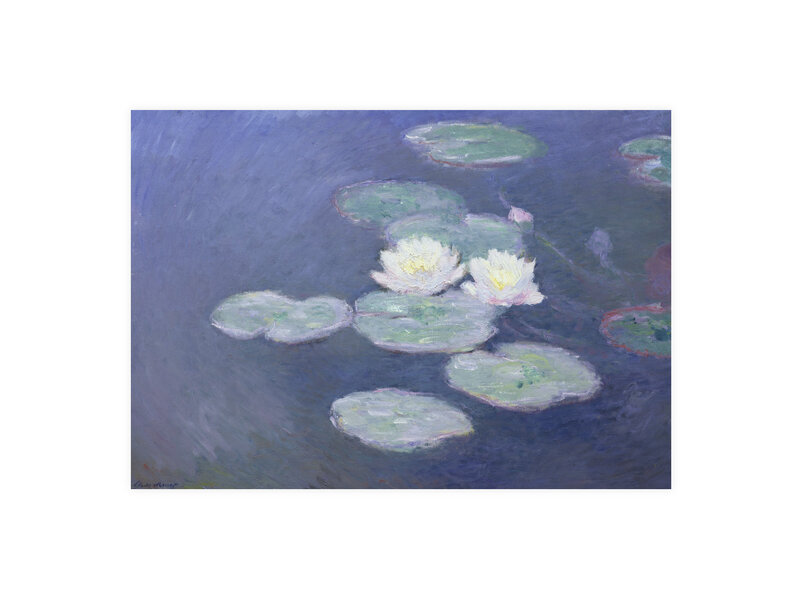 Postal,  Claude Monet, Nenúfares a la luz del atardecer