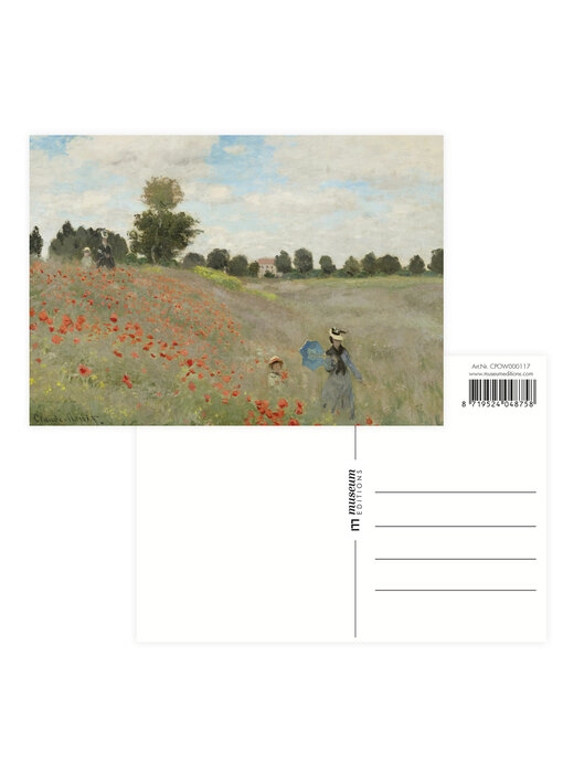 Postal, Claude Monet, campo de amapolas