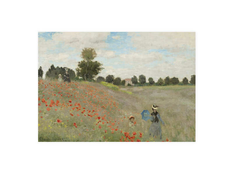 Postal,  Claude Monet, campo de amapolas