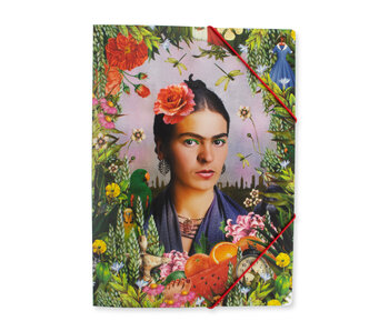 Paper file folder with elastic closure,   inspired by  Frida Kahlo