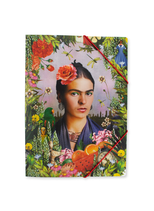Paper file folder with elastic closure,   inspired by  Frida Kahlo