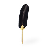 Quill pen, Black feather with leaf  ornament