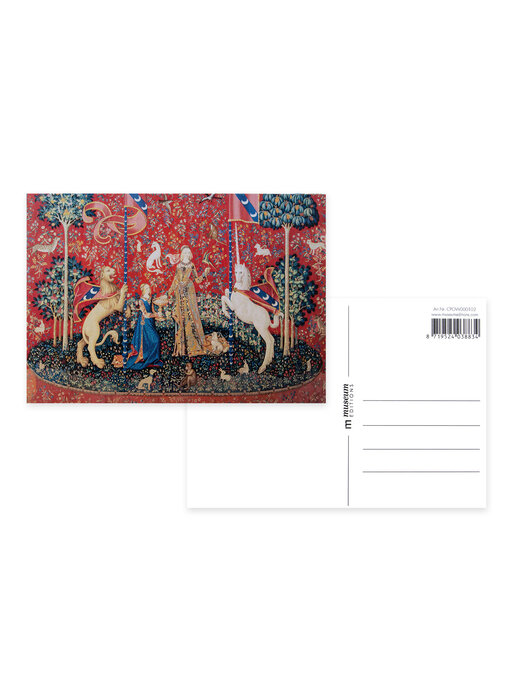 Ansichtkaart, 10x15 cm,Wandkleed Dame met de Eenhoorn