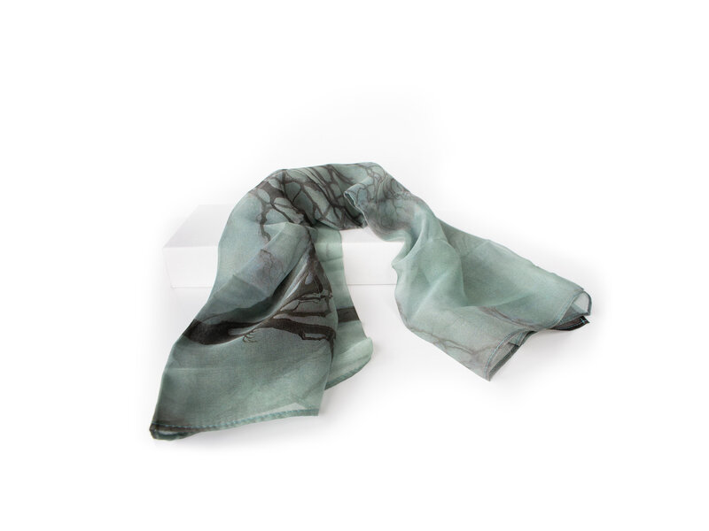 Sjaal zijde chiffon, 68x68 cm, Jan Mankes, Bomenrij