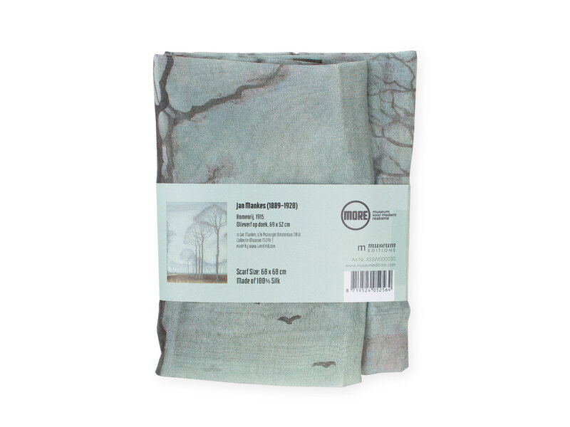 Scarf silk chiffon , 68x68 cm,  Jan Mankes, Row of trees