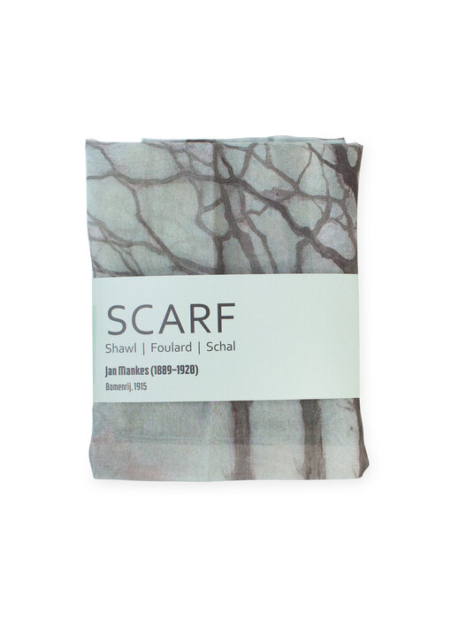 Scarf  100 % silk chiffon ,  Jan Mankes, Row of trees