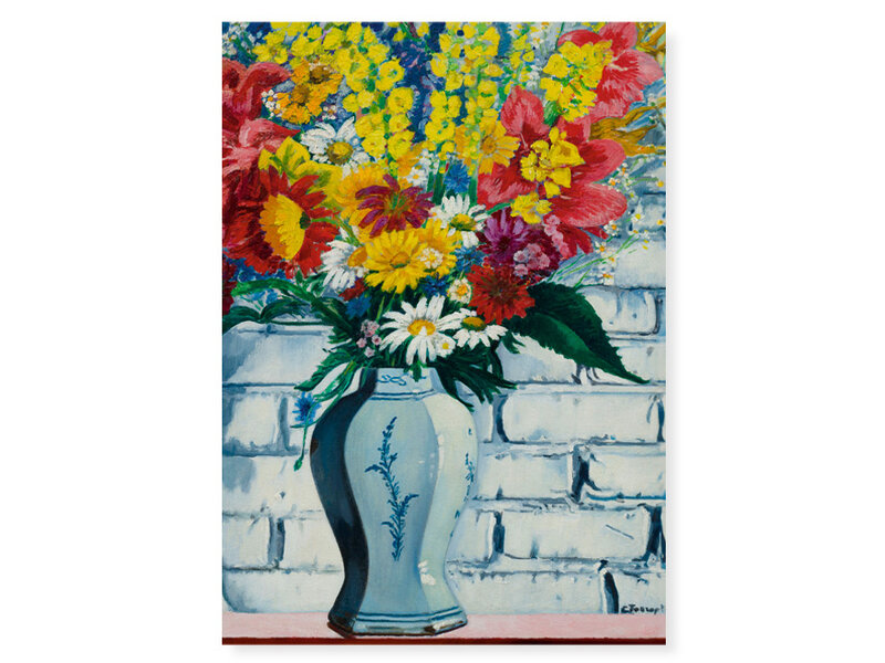 Poster, 50x70, Charley Toorop, Vase with flowers against wall