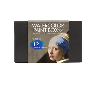 Ensemble d'aquarelle, Vermeer, Fille avec une boucle d'oreille perle