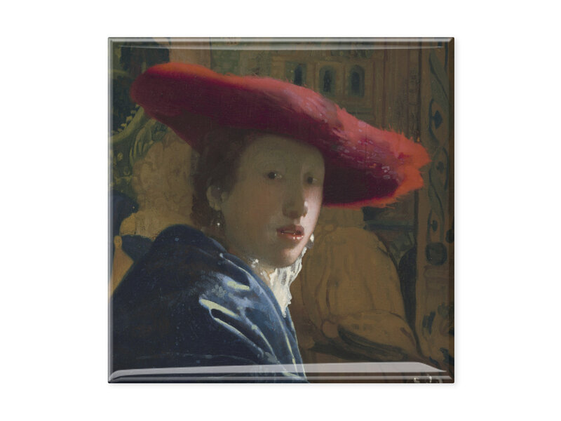 Imán de nevera, Chica con sombrero rojo, Vermeer