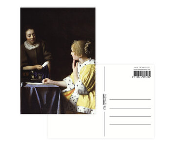 Postkarte, 10 x 15 cm, Dame und Magd, Johannes Vermeer