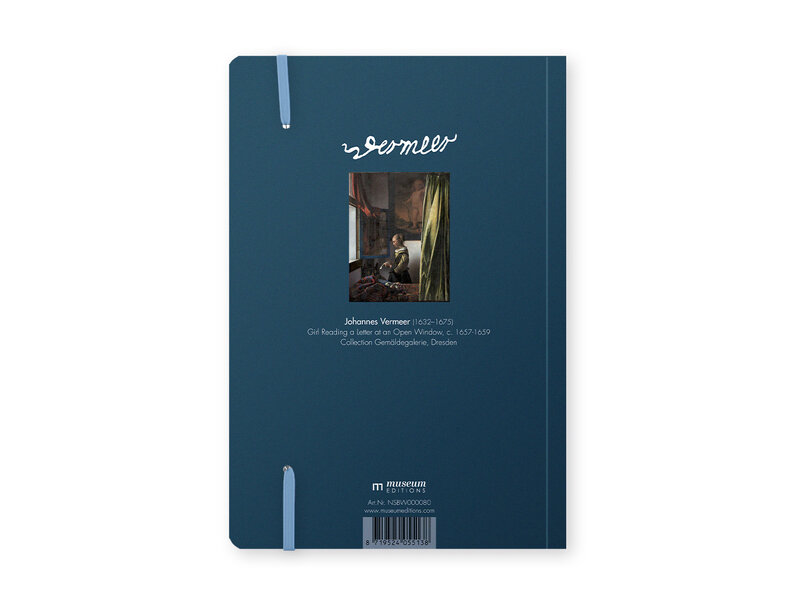 Softcover-Notizbuch, A5, Vermeer, Brieflesendes Mädchen am offenen Fenster