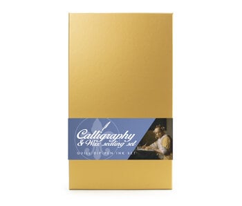 Luxe Calligraphy ink set, with wax set in light golden box , Johannes Vermeer