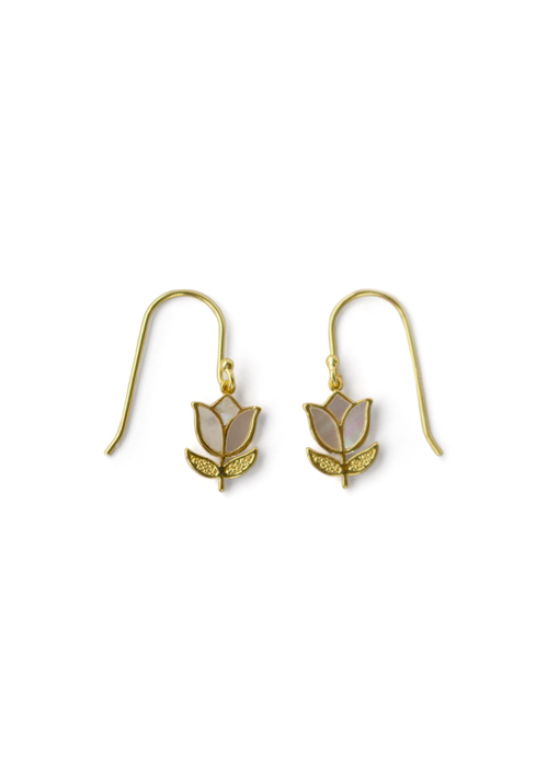 Pendiente tulipán, chapado en oro,  Merian