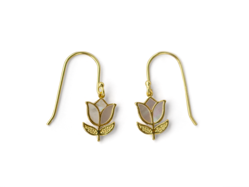 Pendiente tulipán, chapado en oro