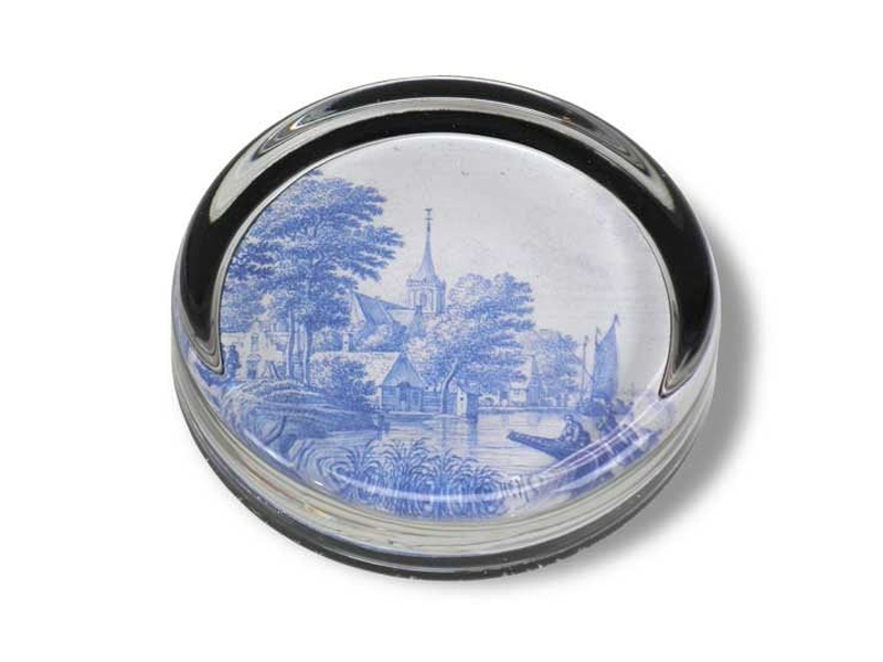 Briefbeschwerer Ø 85 mm, blaue Delfter Fliese, Frytom
