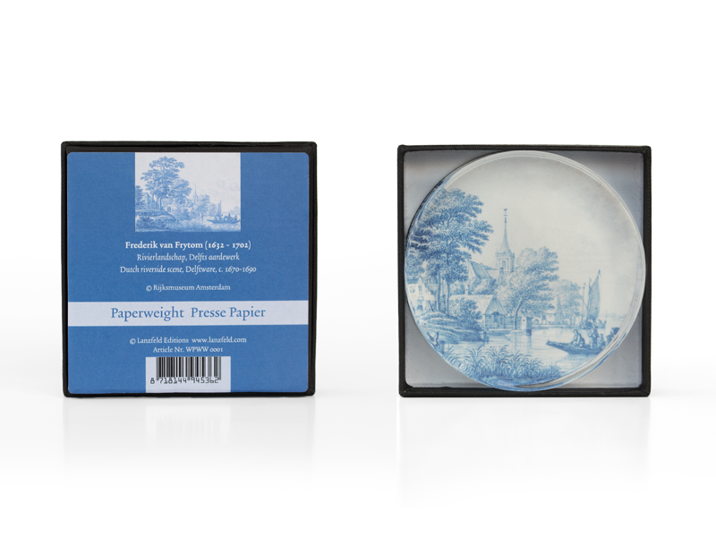 Briefbeschwerer Ø 85 mm, blaue Delfter Fliese, Frytom