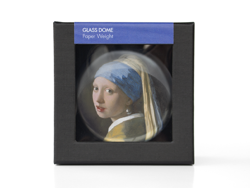 Glas konvexer Briefbeschwerer, Vermeer, Mädchen mit Perlenohrring