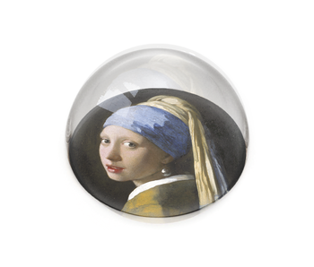 Pisapapeles de vidrio convexo, Vermeer, Chica con un arete de perla