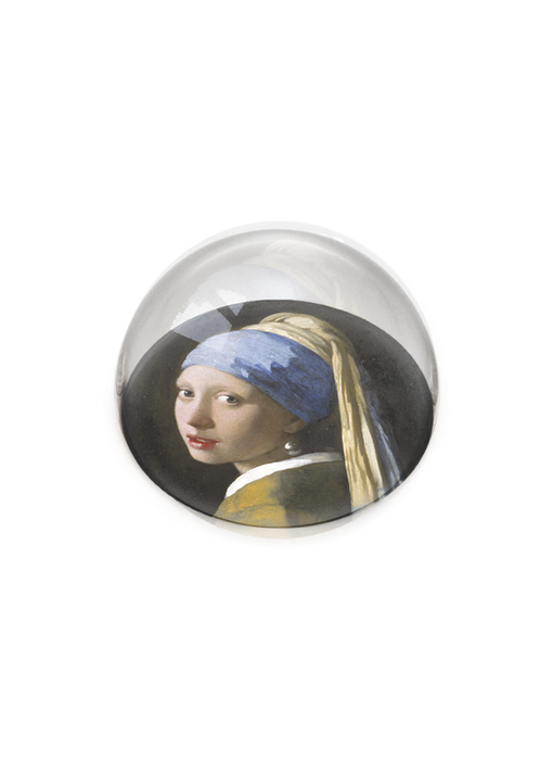 Pisapapeles de vidrio convexo, Vermeer, Chica con un arete de perla