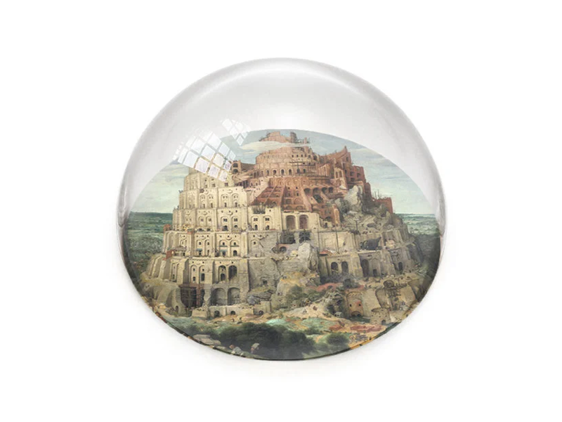 Glazen bolle  presse papier, Brueghel,Toren van Babel