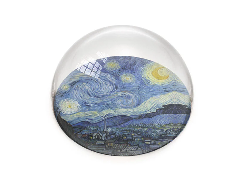 Glazen bolle  presse papier, Sterrennacht, Vincent van Gogh