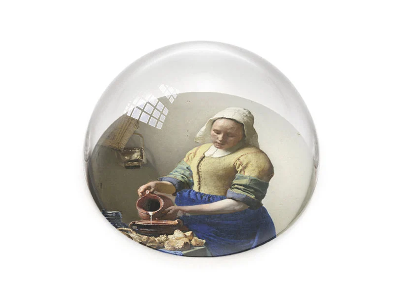 Pisapapeles de vidrio convexo, Vermeer, La lechera