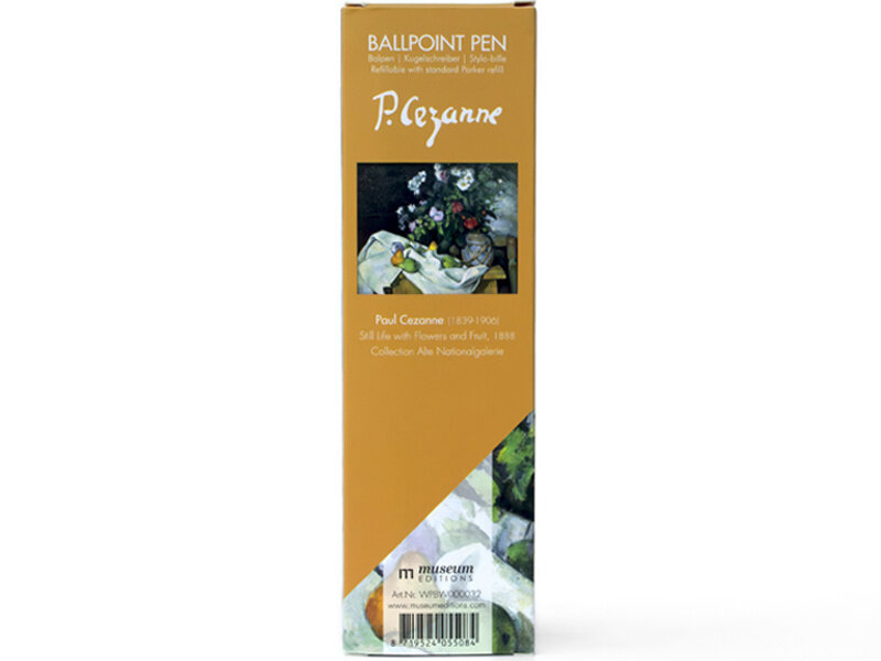 Bolígrafo en caja, Cezanne, Bodegón con flores y frutas