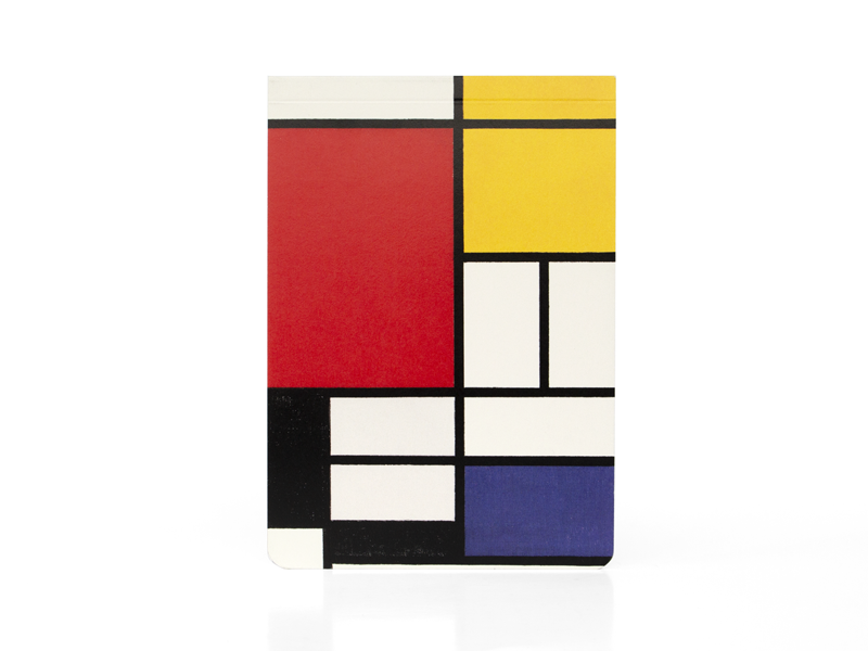 Blanco notitieblok A6, Piet Mondriaan, Rood, Geel, Blauw