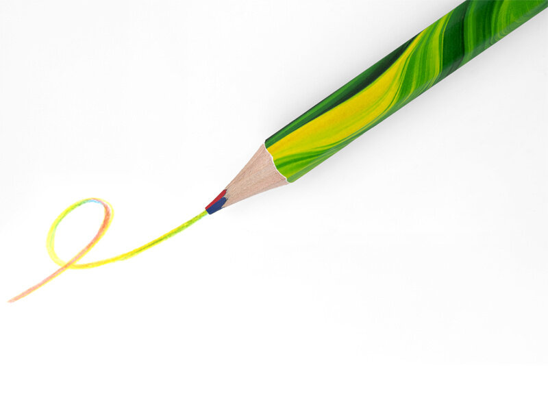 Crayon multicolore - Vert, jaune
