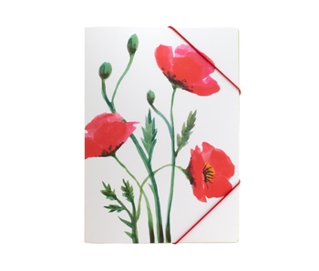 Paper file folder with elastic closure, A4, Poppies