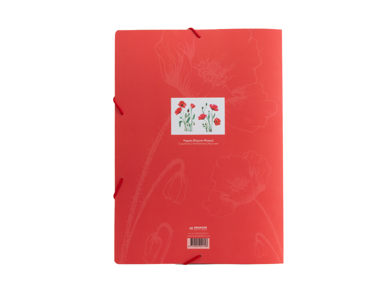 Paper file folder with elastic, A4, Poppies