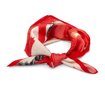 Schal, 68x68 cm, Frauen-Haori mit weißen und roten Kranichen