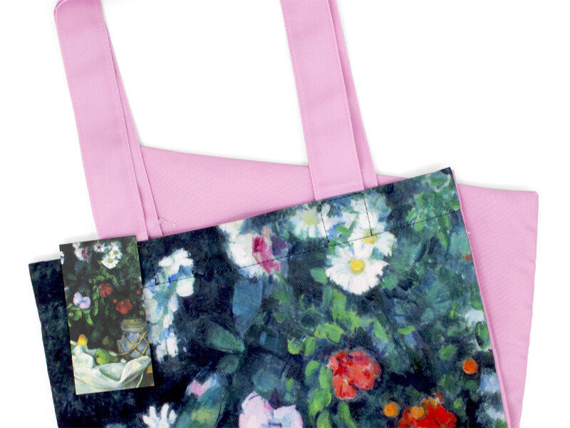 Bolsa de algodón con forro, Paul Cézanne,Bodegón con flores y frutas