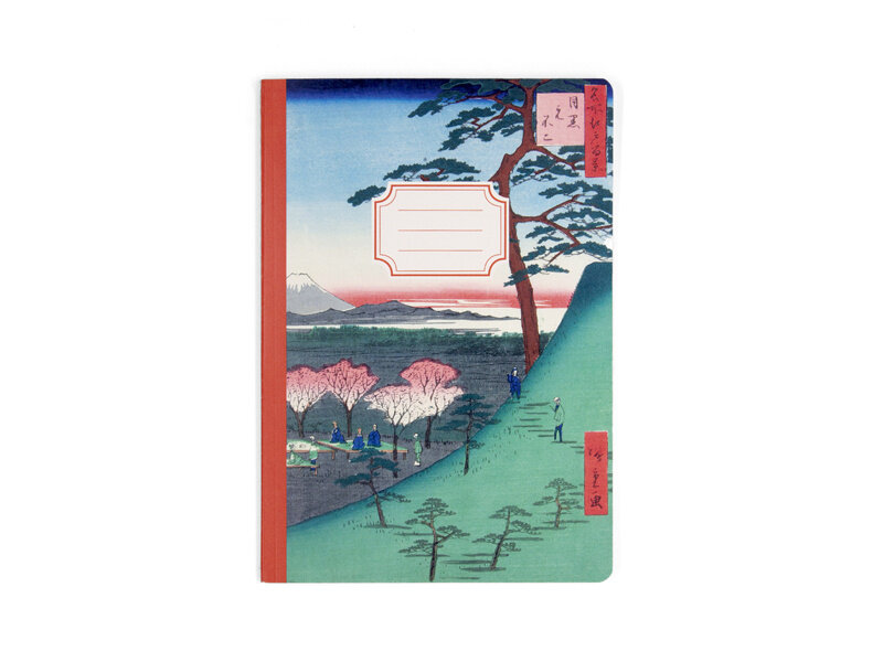 Cotton Sewn Notebook , A5,  Hiroshige, Mount Fuji from Meguro