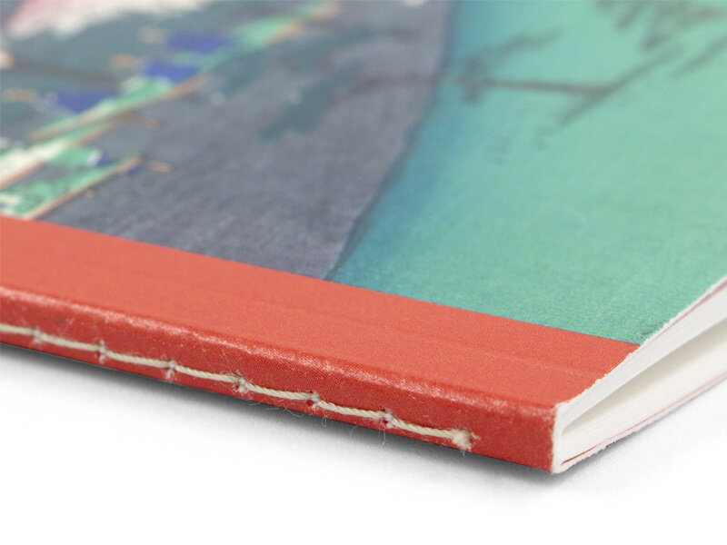 Cotton Sewn Notebook , A5,  Hiroshige, Mount Fuji from Meguro