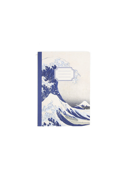 Carnet avec dos cousu en coton, A5, La Grande Vague, Hokusai