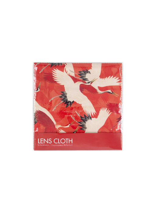 Lens cloth, 15 x 15 cm, Woman's Haori with White and Red Cranes